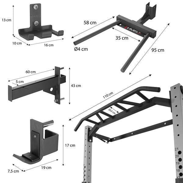 POWER RACK DE PARED PLEGABLE SIN/ CON BANCO Y ACCESORIOS KLT22 HMS PRO