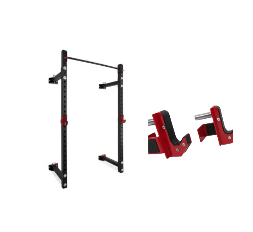 JAULA/RACK DE PARED PLEGABLE DE ALTA RESISTENCIA COMERCIAL PIVOT FITNESS XR6226 CON BANCO Y ACCESORIOS