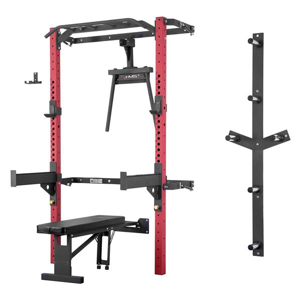 POWER RACK DE PARED PLEGABLE SIN/ CON BANCO Y ACCESORIOS KLT22 HMS PRO