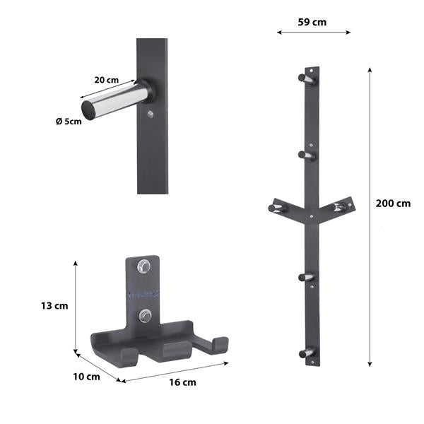 JUEGO DE SOPORTES DE PARED( BARRA + PESAS) HMS