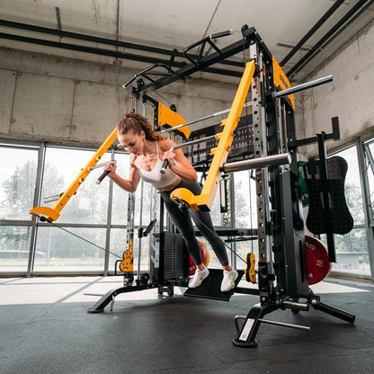 MÁQUINA SMITH MULTIFUNCIONAL CYKLON X HMS, 200KG PESO INCLUIDO, FULL ACCESORIOS